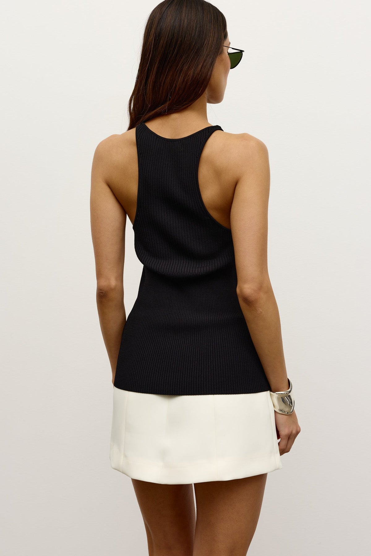 Abigail Racerback Knit Top in Black, view 4, Bayse Brand