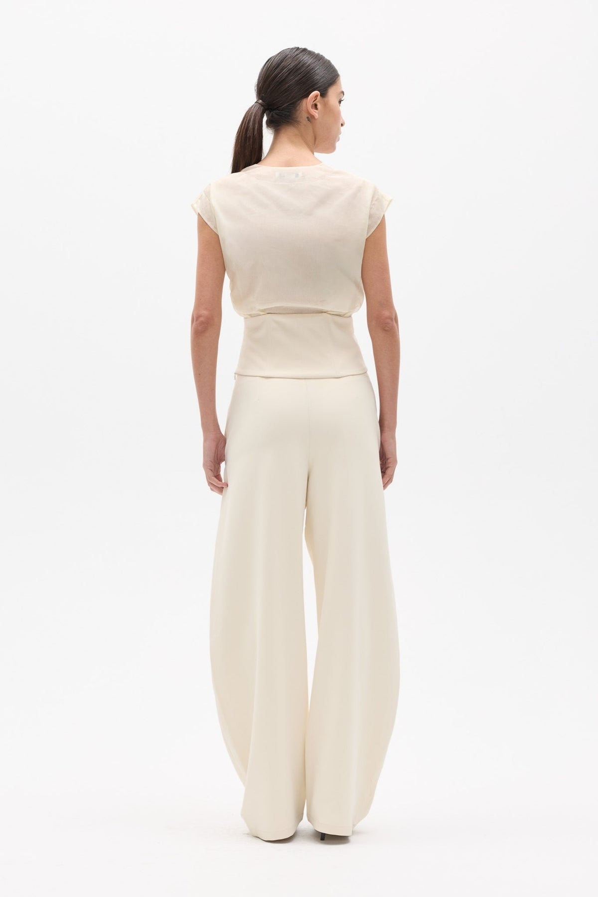 Tessie Cowl Neck Boned Top in Ivory, view 4, Bayse Brand
