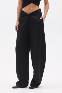 Harris Low Rise Barrel Leg Pant in Black, view 3, Bayse Brand