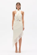Luxa Fringed Halter Top in Ivory, view 1, Bayse Brand
