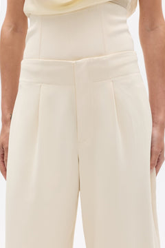 Navy Low Rise Wide Leg Pant in Ivory, view 2, Bayse Brand