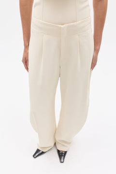 Navy Low Rise Wide Leg Pant in Ivory, view 3, Bayse Brand