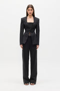 Ayla Tailored Square Neck Blazer in Black, view 1, Bayse Brand