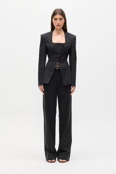 Ayla Tailored Square Neck Blazer in Black, view 1, Bayse Brand