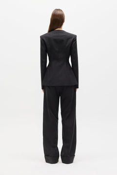Ayla Tailored Square Neck Blazer in Black, view 4, Bayse Brand