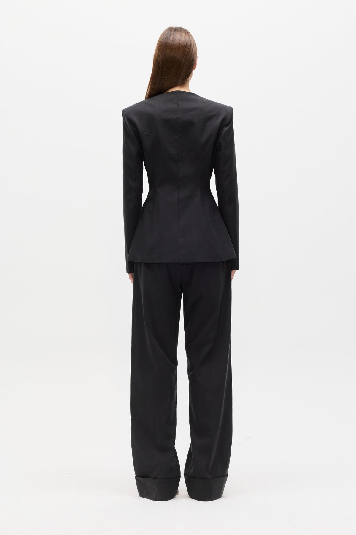 Ayla Tailored Square Neck Blazer in Black, view 4, Bayse Brand
