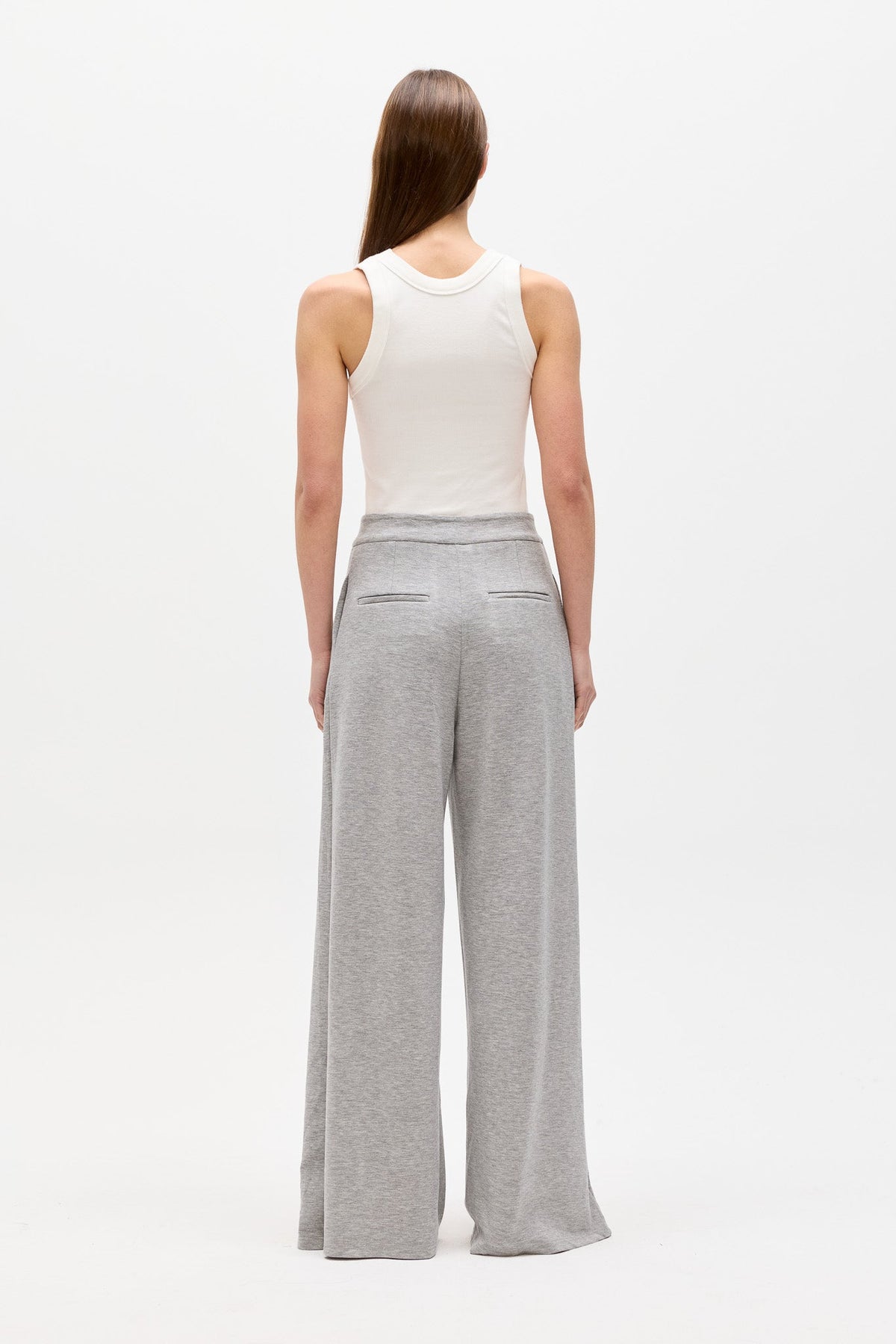 Adaia Mid Rise Wide Leg Pant in Grey Marle, view 5, Bayse Brand