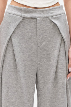 Adaia Mid Rise Wide Leg Pant in Grey Marle, view 2, Bayse Brand