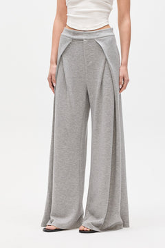 Adaia Mid Rise Wide Leg Pant in Grey Marle, view 3, Bayse Brand