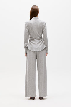 Adaia Stretch Jersey Shirt Top in Grey Marle, view 4, Bayse Brand