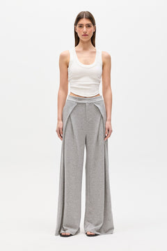 Adaia Mid Rise Wide Leg Pant in Grey Marle, view 1, Bayse Brand