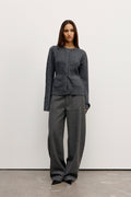 Beatrice Boucle Cardigan in Dark Heather Grey, view 1, Bayse Brand