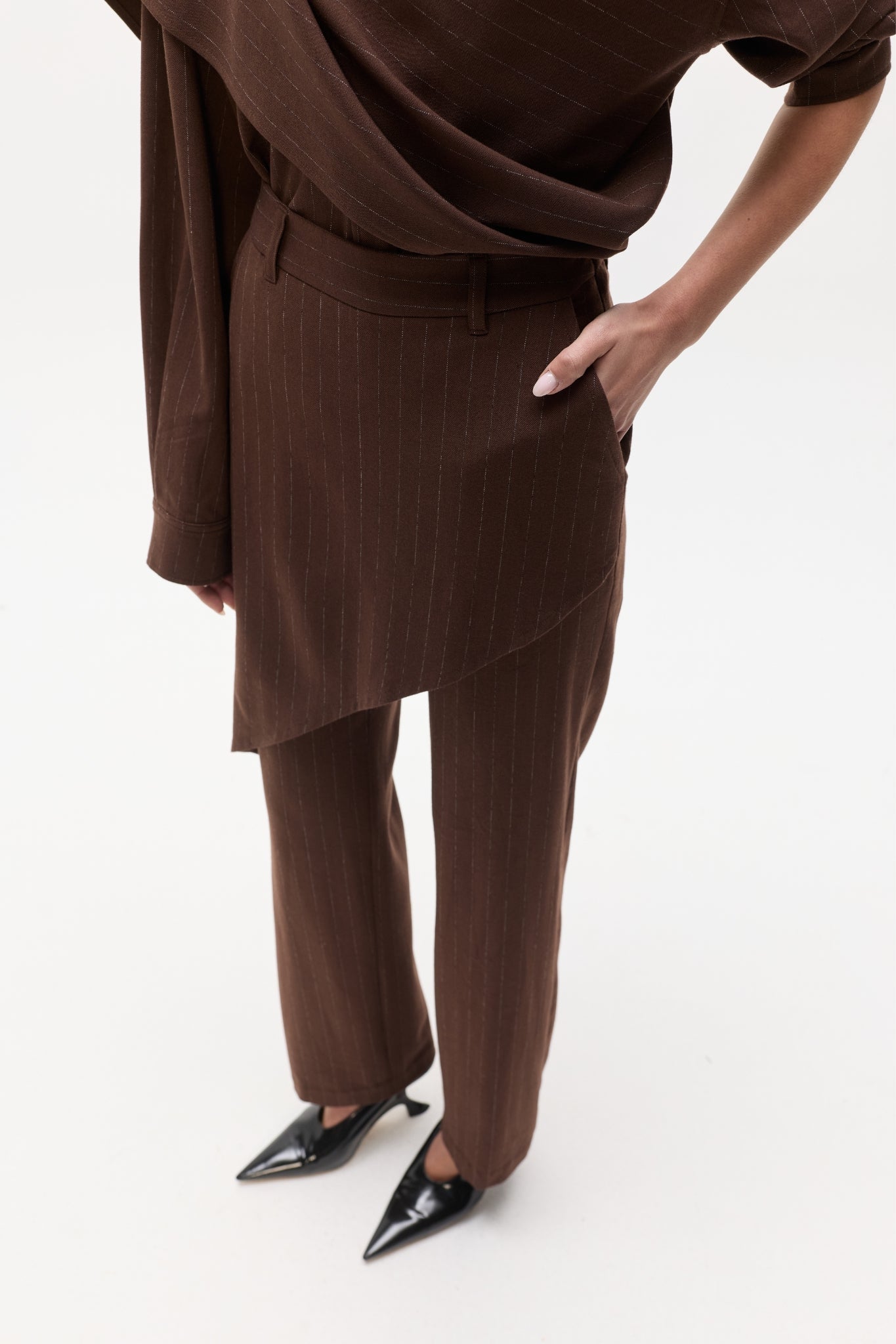BLAISE PANT - BROWN PINSTRIPE