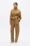 Briar Cropped Trench Coat in Khaki, view 1, Bayse Brand