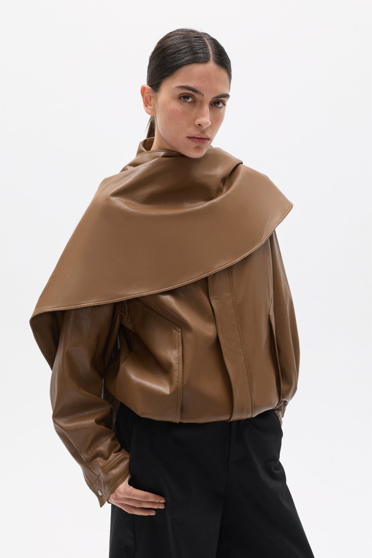 Cairo Bomber and Detachable Cape Set in Tan, view 2, Bayse Brand
