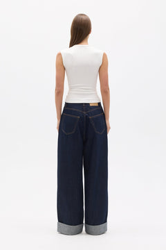 Elara Ribbed Crew Neck T-Shirt in White, view 4, Bayse Brand