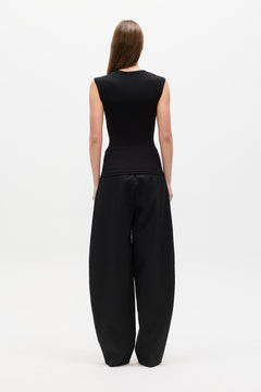 Elara Ribbed Crew Neck T-Shirt in Black, view 4, Bayse Brand
