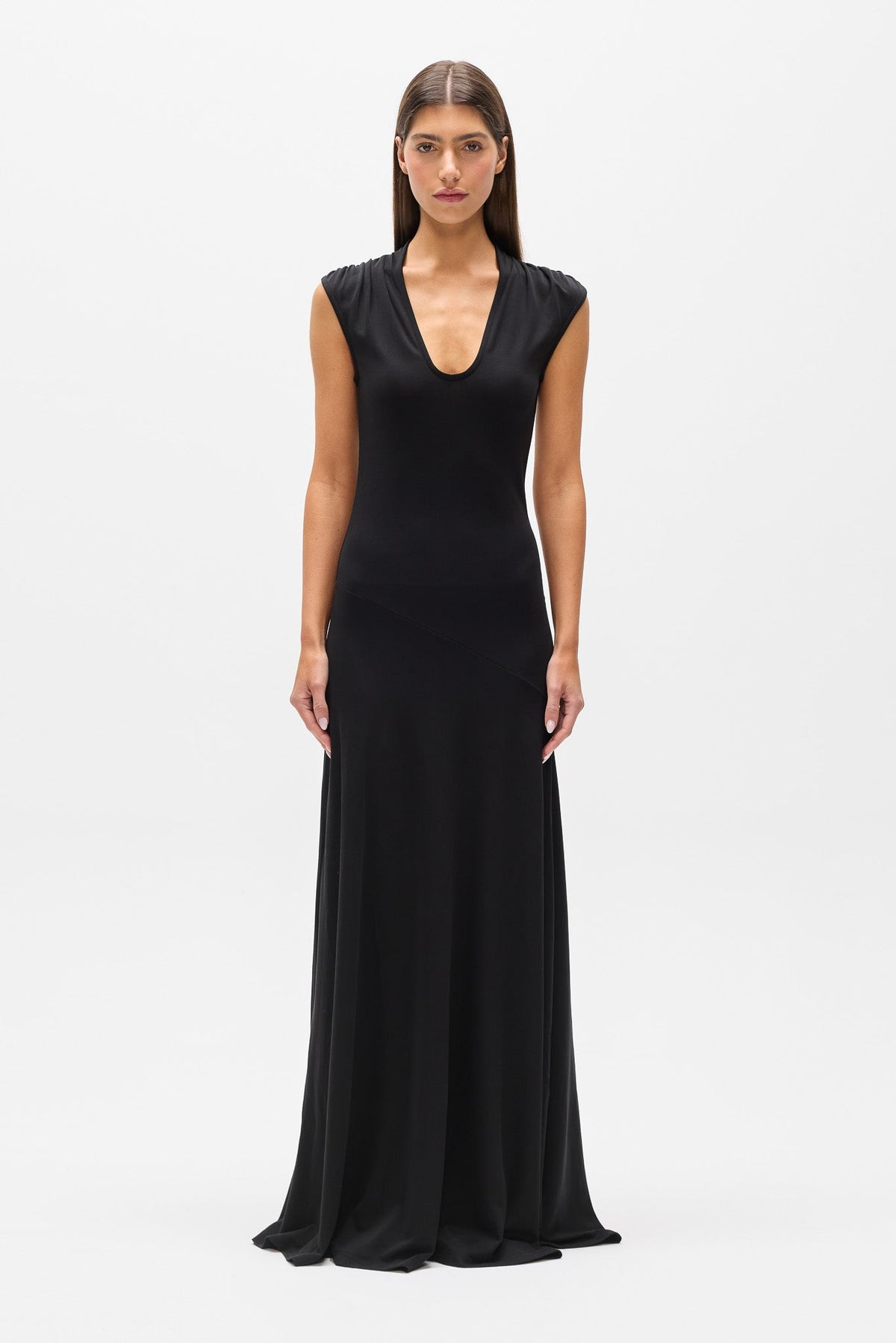 Ena Scoop Neck Maxi Dress in Black, view 1, Bayse Brand
