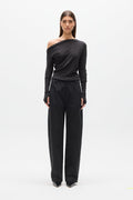 Giselle Off Shoulder Top in Heather Grey Marle, view 1, Bayse Brand