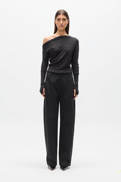 Giselle Off Shoulder Top in Heather Grey Marle, view 1, Bayse Brand