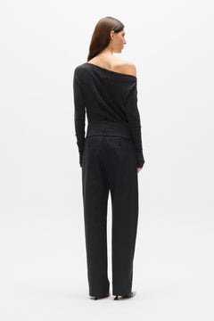 Giselle Off Shoulder Top in Heather Grey Marle, view 5, Bayse Brand