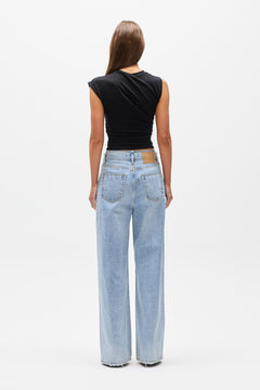 Hodson Tie Waist Wide Leg Jean in Nevada Blue, view 5, Bayse Brand