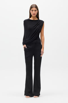 Icon Mid Rise Flared Pant in Black, view 1, Bayse Brand