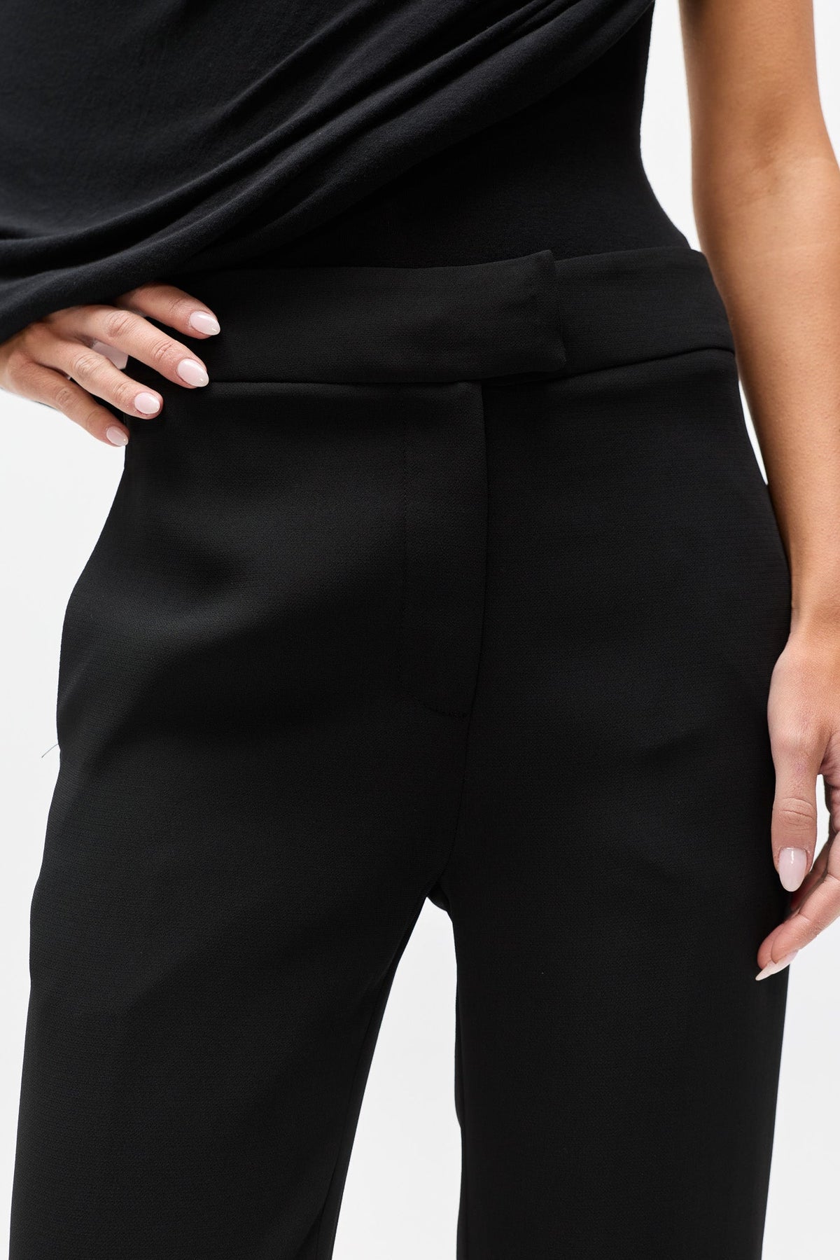Icon Mid Rise Flared Pant in Black, view 4, Bayse Brand
