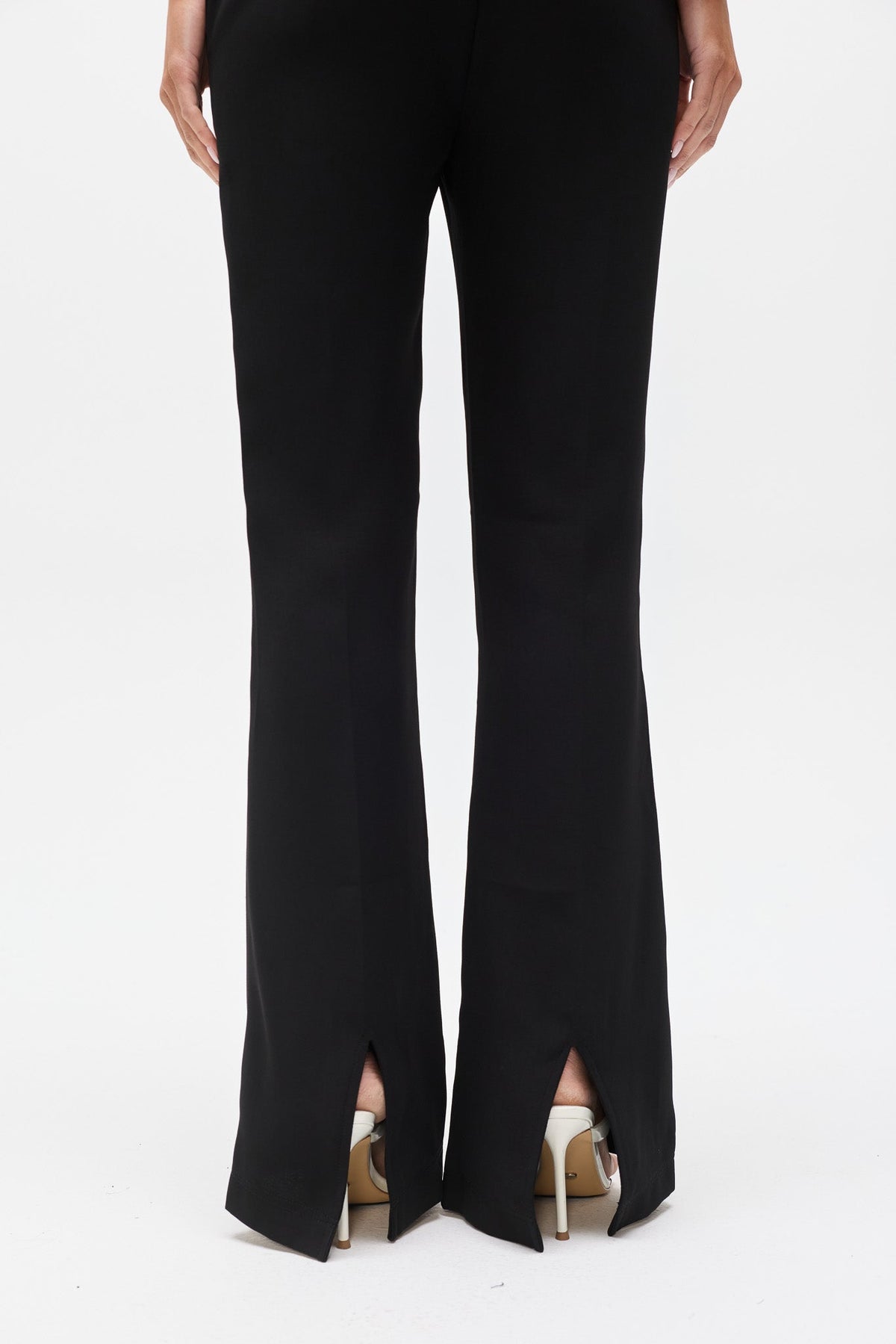Icon Mid Rise Flared Pant in Black, view 2, Bayse Brand