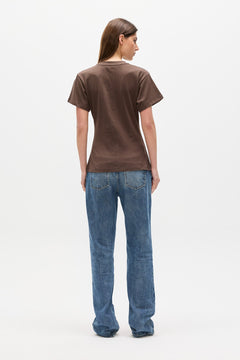 Java Cotton Crew Neck Tee in Mocha, view 4, Bayse Brand