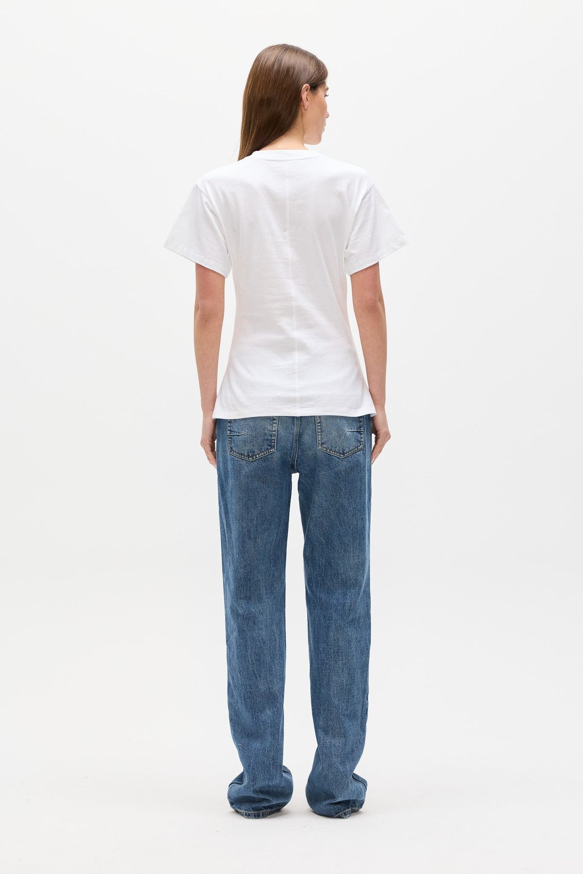 Java Cotton Crew Neck Tee in White, view 4, Bayse Brand
