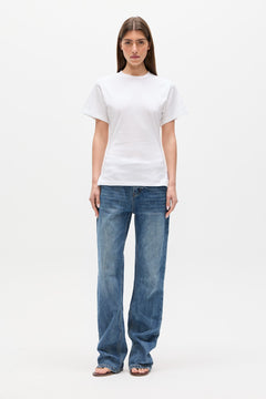 Java Cotton Crew Neck Tee in White, view 1, Bayse Brand