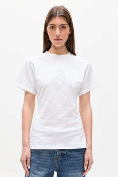 Java Cotton Crew Neck Tee in White, view 2, Bayse Brand