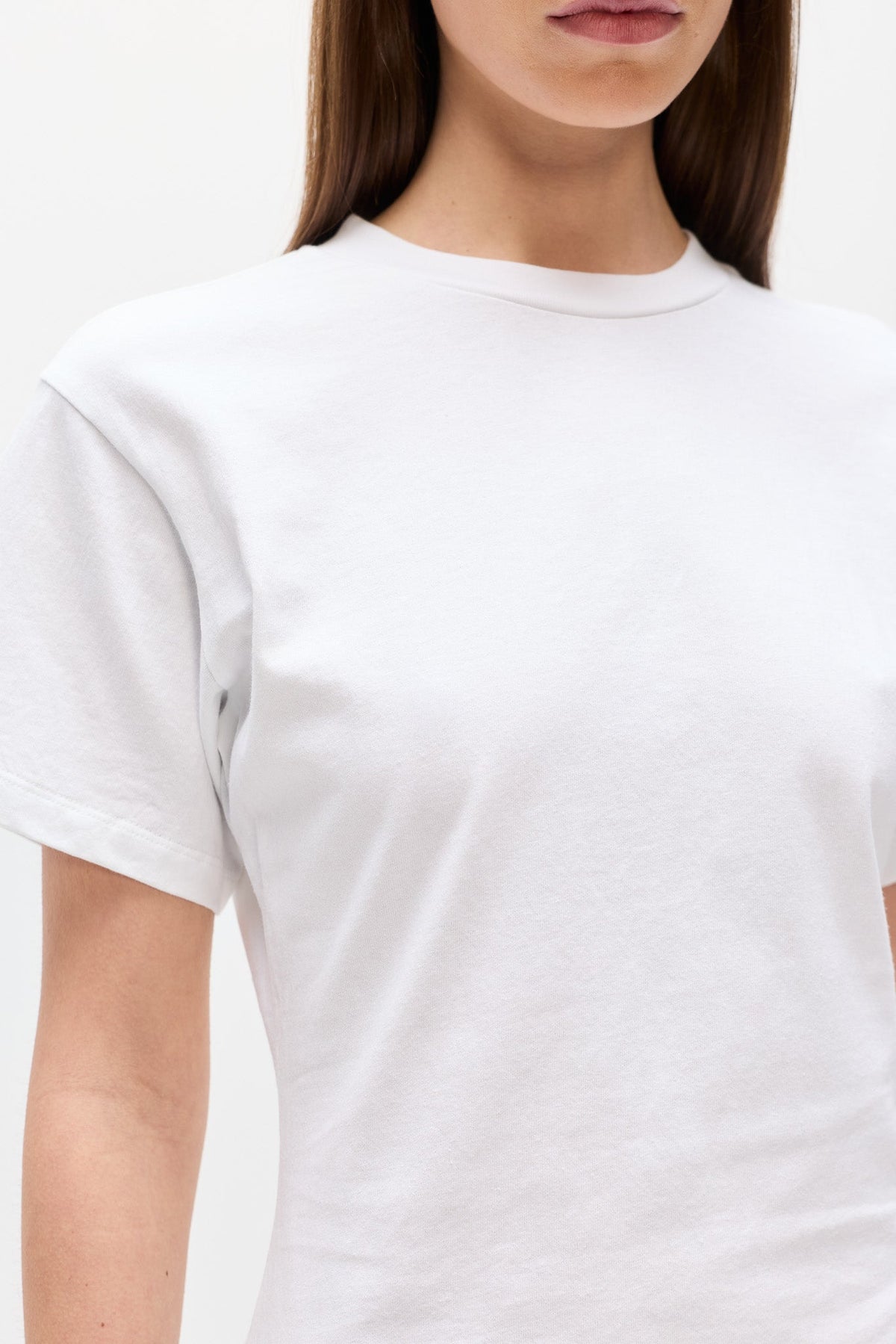 Java Cotton Crew Neck Tee in White, view 3, Bayse Brand