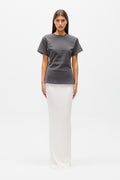 Java Cotton Crew Neck Tee in Dark Grey, view 1, Bayse Brand