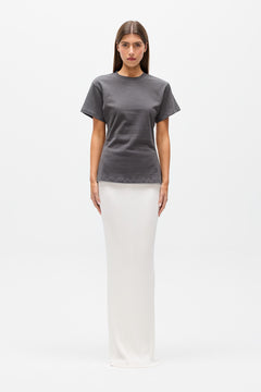 Java Cotton Crew Neck Tee in Dark Grey, view 1, Bayse Brand
