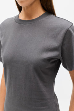 Java Cotton Crew Neck Tee in Dark Grey, view 3, Bayse Brand