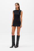 Jeriah Fitted Panelled Mini Dress in Black, view 1, Bayse Brand