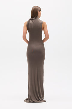 Kadia Twist Neck Maxi Dress in Smoke, view 4, Bayse Brand