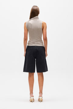 Kadia Twist Neck Top in Light Grey Marle, view 4, Bayse Brand