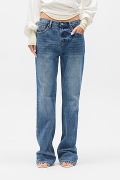 Kate Low Rise Straight Leg Jean in Ash Tide, view 2, Bayse Brand