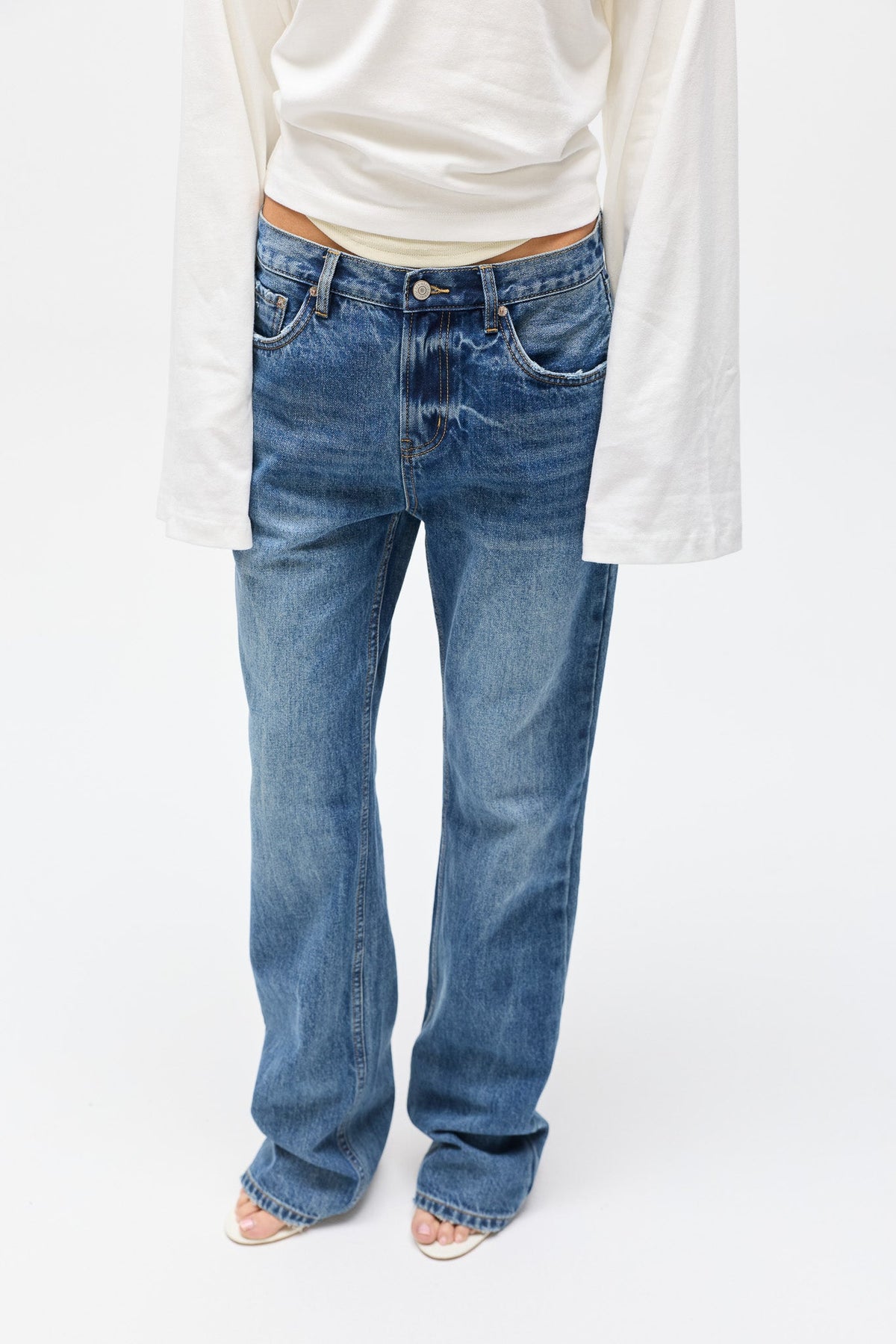Kate Low Rise Straight Leg Jean in Ash Tide, view 4, Bayse Brand