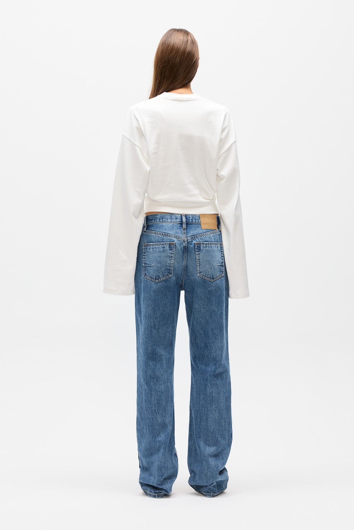 Kate Low Rise Straight Leg Jean in Ash Tide, view 6, Bayse Brand