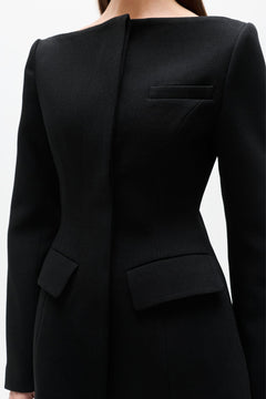 Laurent Sculpted Bateau Blazer in Black, view 3, Bayse Brand
