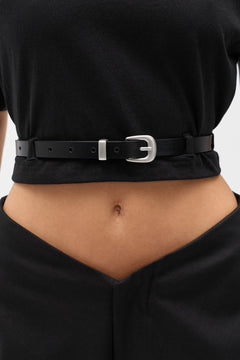 Lina Belted Mock Neck T-Shirt in Black, view 3, Bayse Brand