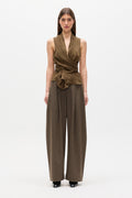 Leon Wrap Front Tie Top in Woodland, view 1, Bayse Brand
