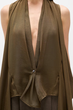 Leon Wrap Front Tie Top in Woodland, view 3, Bayse Brand