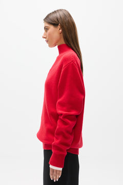 Lottie Merino Knit Turtleneck in Red, view 3, Bayse Brand