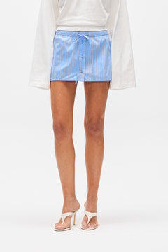 Margaux Striped Mini Skort in Blue Stripe, view 3, Bayse Brand