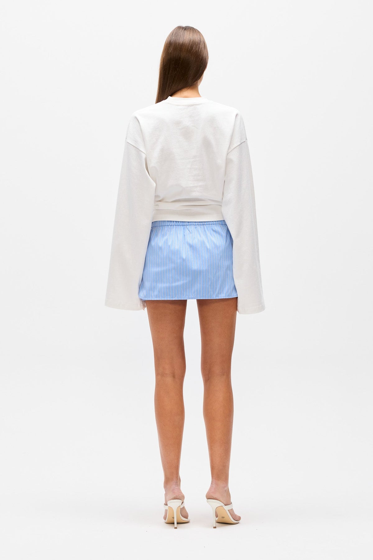 Margaux Striped Mini Skort in Blue Stripe, view 5, Bayse Brand